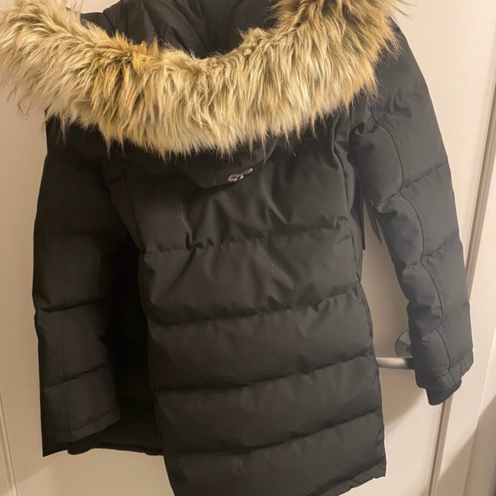 Black Puffer Coat with Faux Fur Hood
